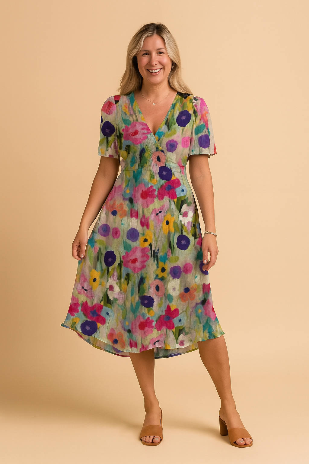 Sorenna | Women's Summer Midi Wrap Dress - Image 1