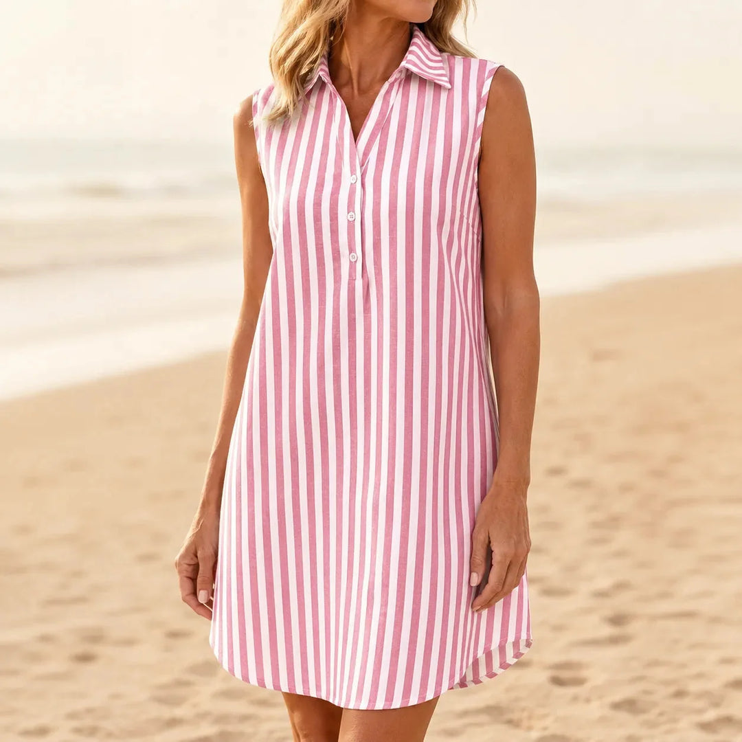 Sorrel | Women's Striped Sleeveless Shirt Dress - Pink - Image 1