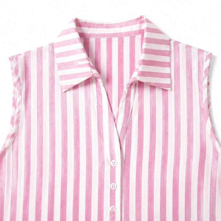 Sorrel | Women's Striped Sleeveless Shirt Dress - Pink - Image 7