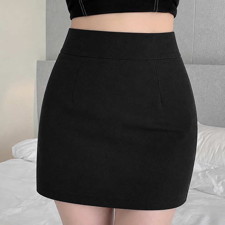 Sorvaine | Women's High Waist Tailored Mini Skirt - Black - Image 2