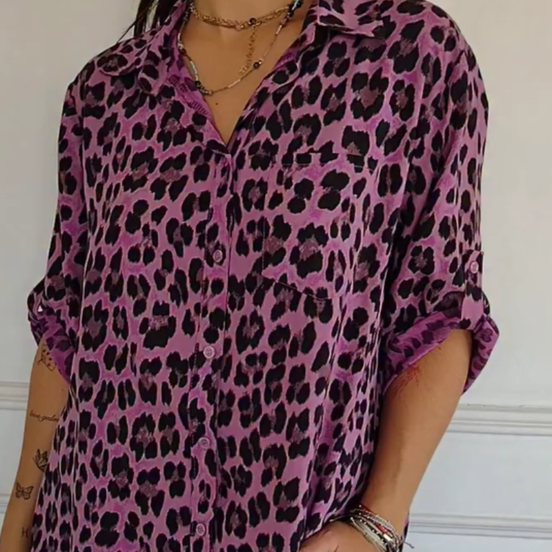 Charlene™ | Stylish Leopard Print Blouse