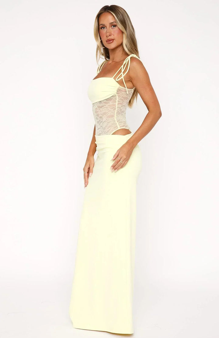 Sundine | Women's Lace Corset Maxi Dress - Yellow - Image 2