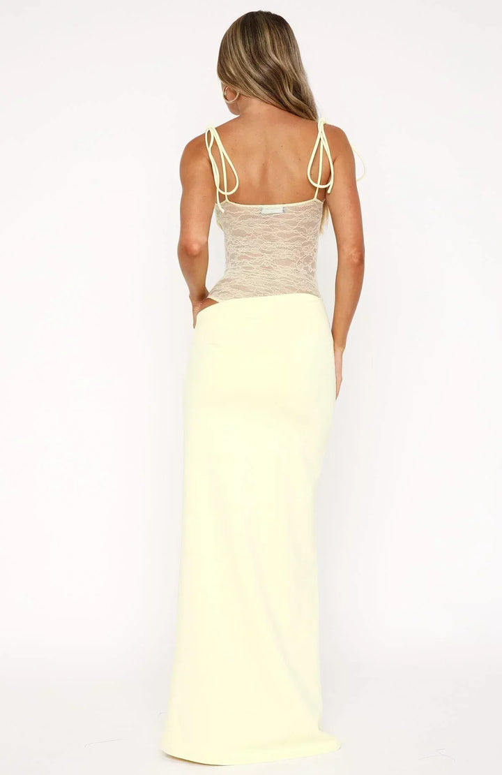 Sundine | Women's Lace Corset Maxi Dress - Yellow - Image 3