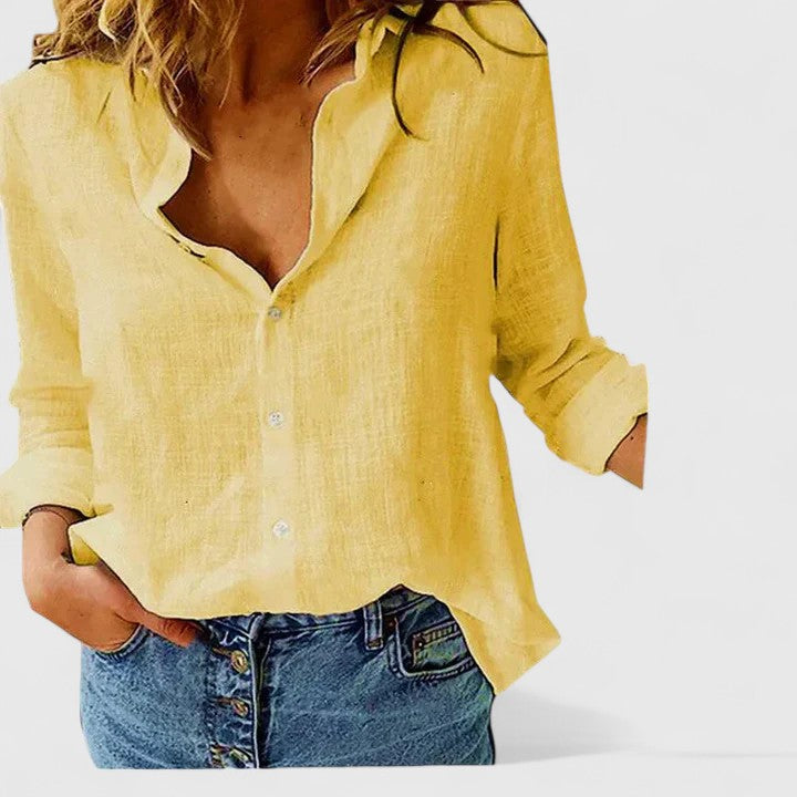 Sylviana | Women's Floral V-Neck Long Sleeve Blouse - Floral - Image 12