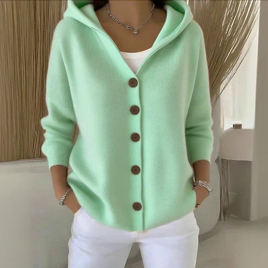 Tabitha | Women's Hooded Button Cardigan - Pink - Image 3