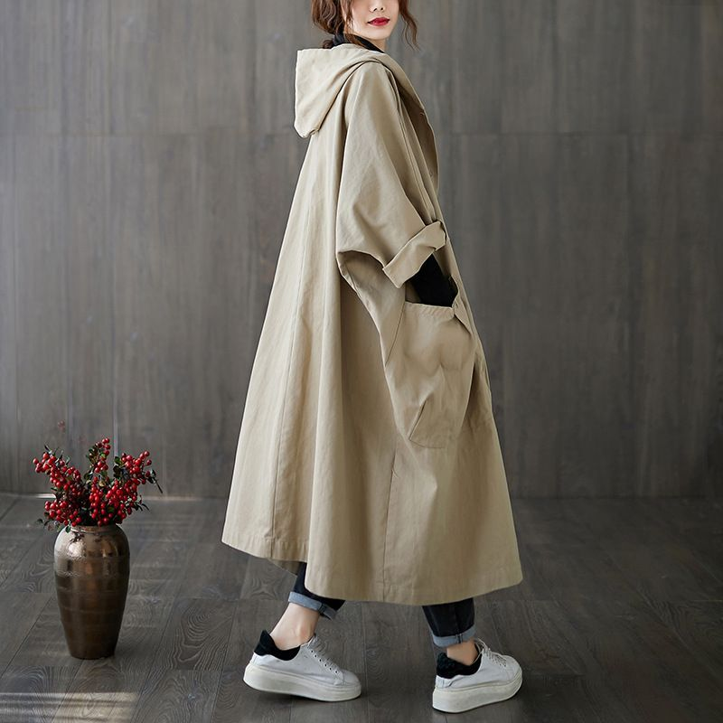 Tabitha | Women's Oversized Hooded Long Coat - Burgundy - Image 13