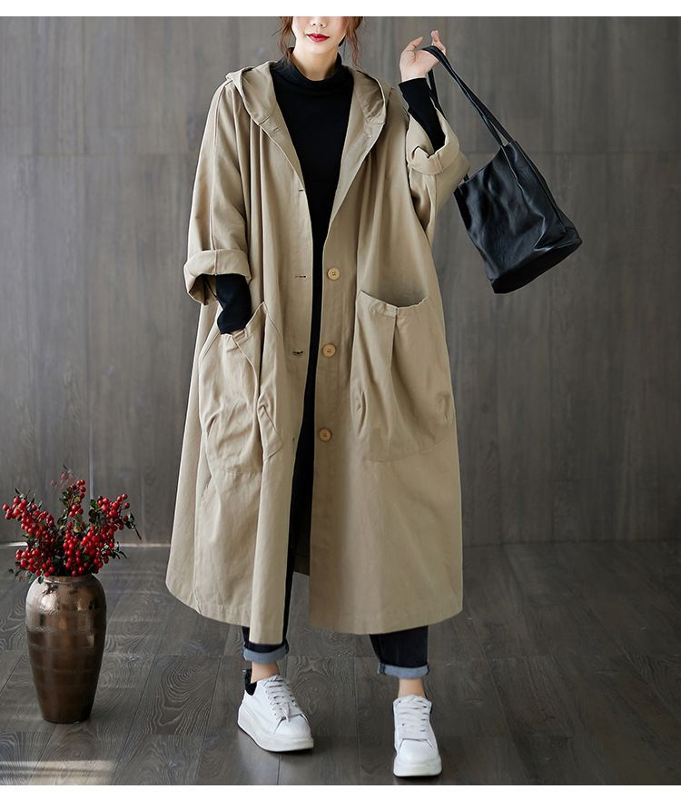 Tabitha | Women's Oversized Hooded Long Coat - Burgundy - Image 15