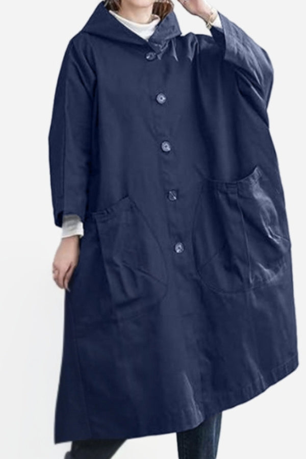 Tabitha | Women's Oversized Hooded Long Coat - Burgundy - Image 19