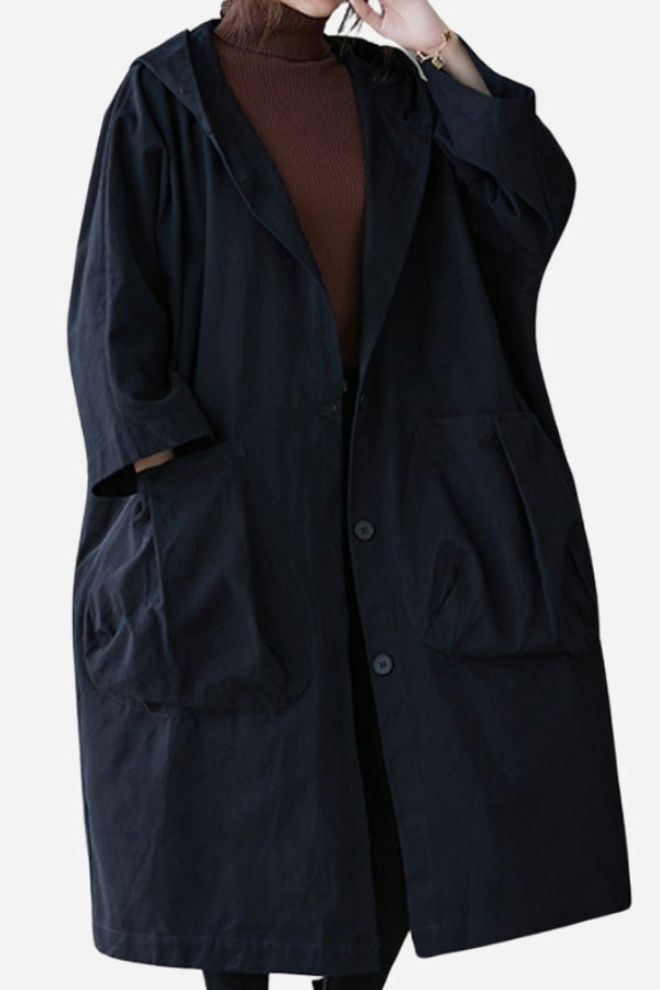 Tabitha | Women's Oversized Hooded Long Coat - Burgundy - Image 21