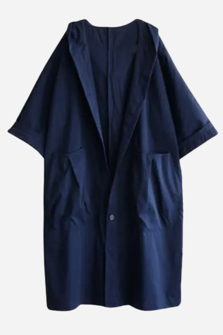 Tabitha | Women's Oversized Hooded Long Coat - Burgundy - Image 4