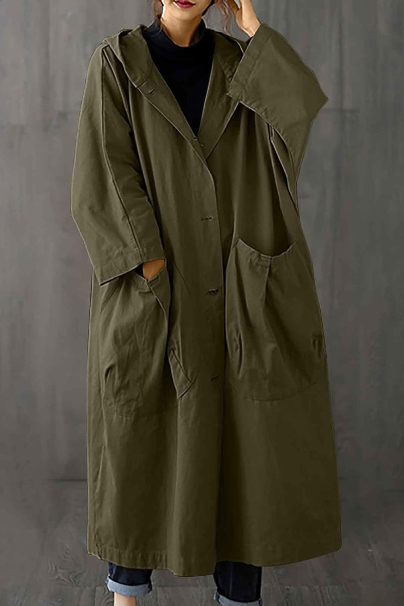 Tabitha | Women's Oversized Hooded Long Coat - Burgundy - Image 5