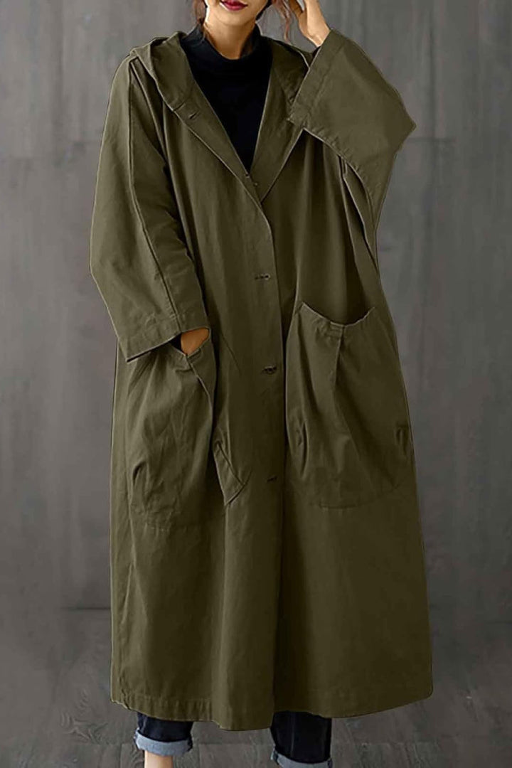 Tabitha | Women's Oversized Hooded Long Coat - Burgundy - Image 5