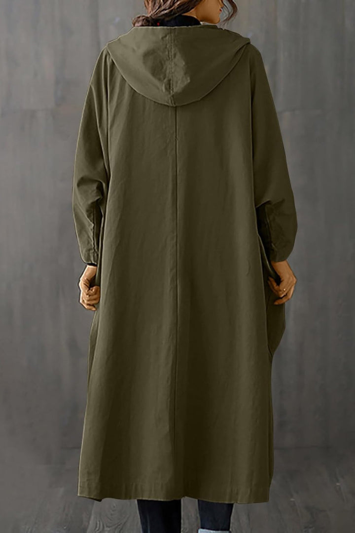 Tabitha | Women's Oversized Hooded Long Coat - Burgundy - Image 6