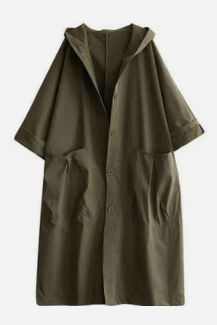 Tabitha | Women's Oversized Hooded Long Coat - Burgundy - Image 7