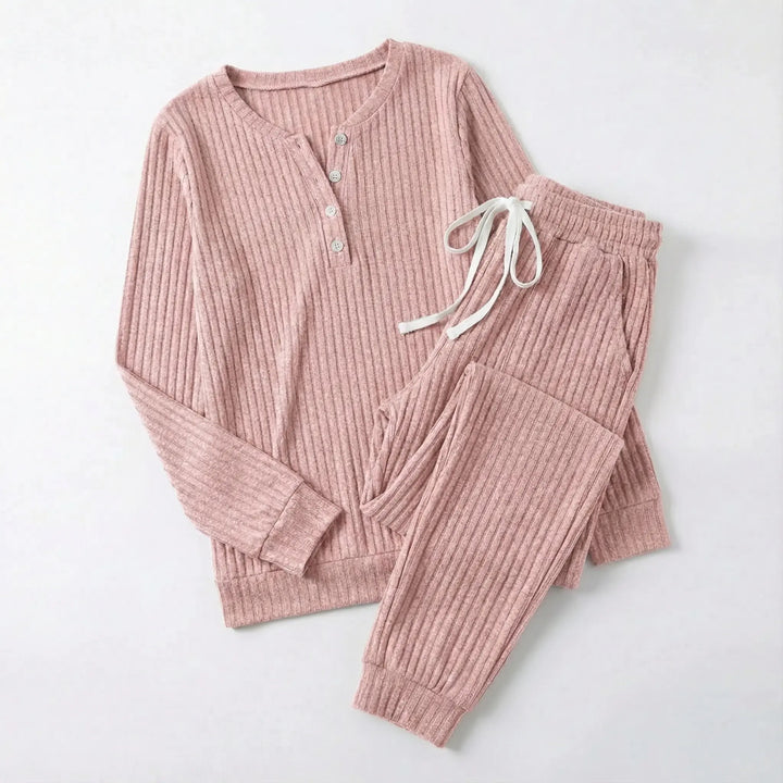 Tabitha | Women's Ribbed Loungewear Set - Black - Image 8