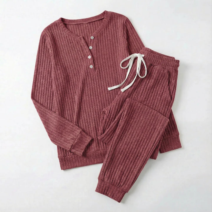 Tabitha | Women's Ribbed Loungewear Set - Black - Image 9