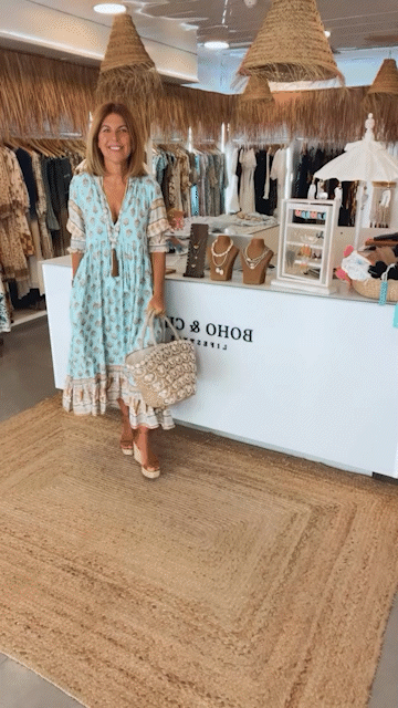 Tallulah | Women's Boho Print Relaxed Maxi Dress - Turquoise - Image 9