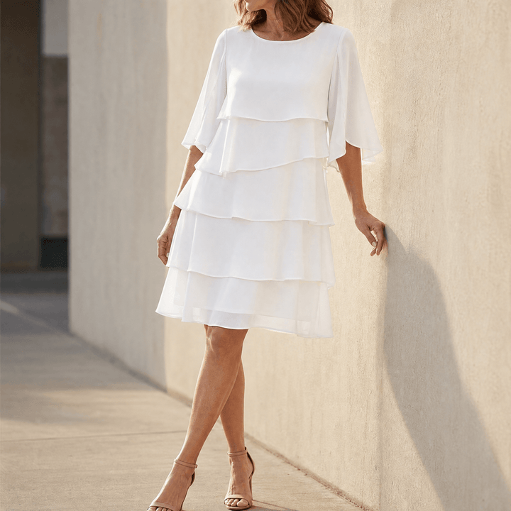 Tammsin | Women's Tiered Ruffle Midi Dress - White - Image 9