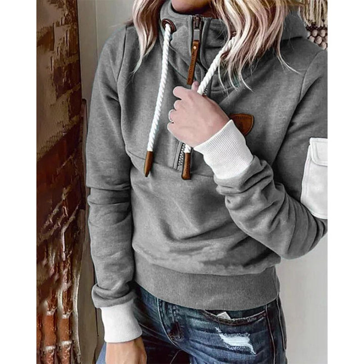 Tamsin | Women's Half Zip Mock Neck Hoodie - Teal - Image 6