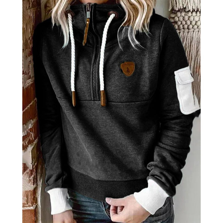 Tamsin | Women's Half Zip Mock Neck Hoodie - Teal - Image 8