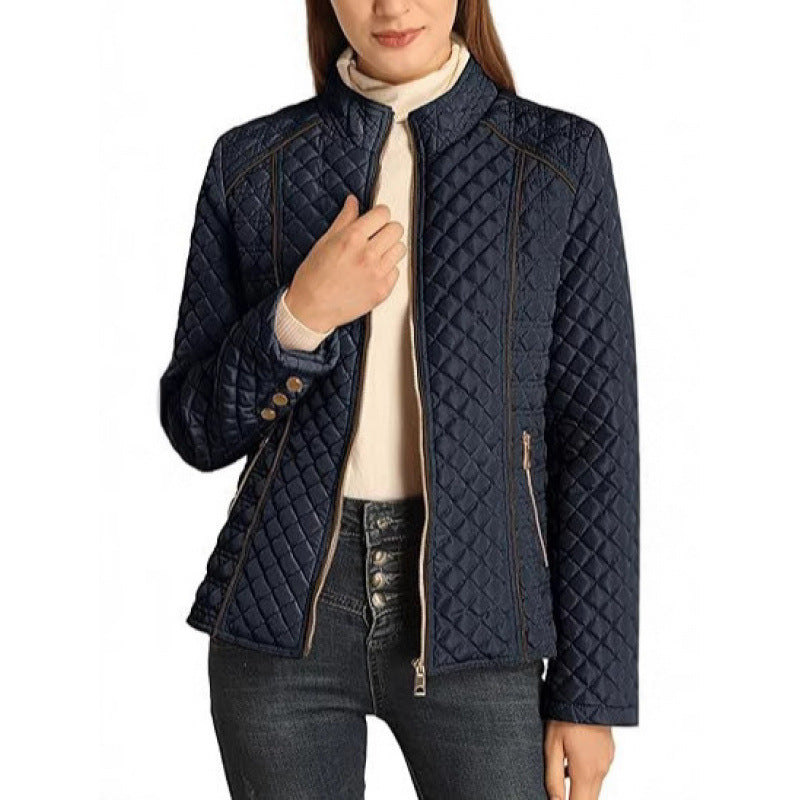 Tamsin | Women's Quilted Diamond Stitch Jacket - Navy - Image 1