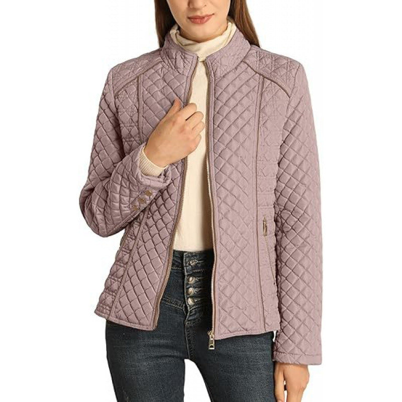 Tamsin | Women's Quilted Diamond Stitch Jacket - Navy - Image 10