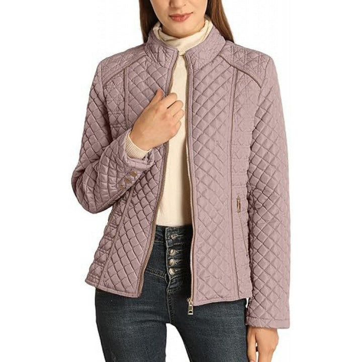 Tamsin | Women's Quilted Diamond Stitch Jacket - Navy - Image 10