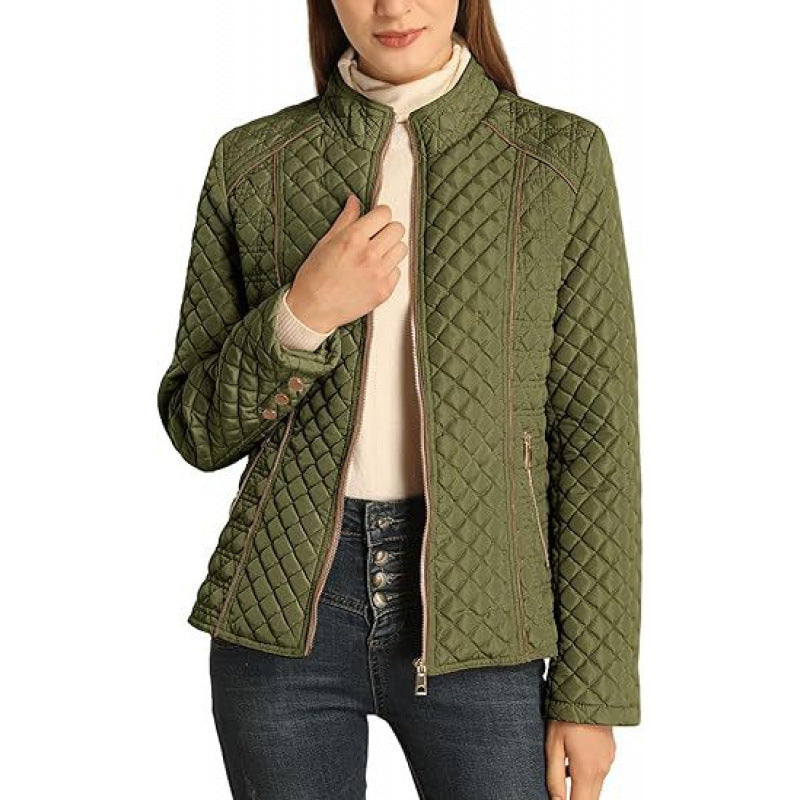 Tamsin | Women's Quilted Diamond Stitch Jacket - Navy - Image 11