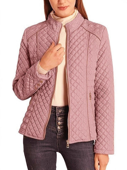 Tamsin | Women's Quilted Diamond Stitch Jacket - Navy - Image 13