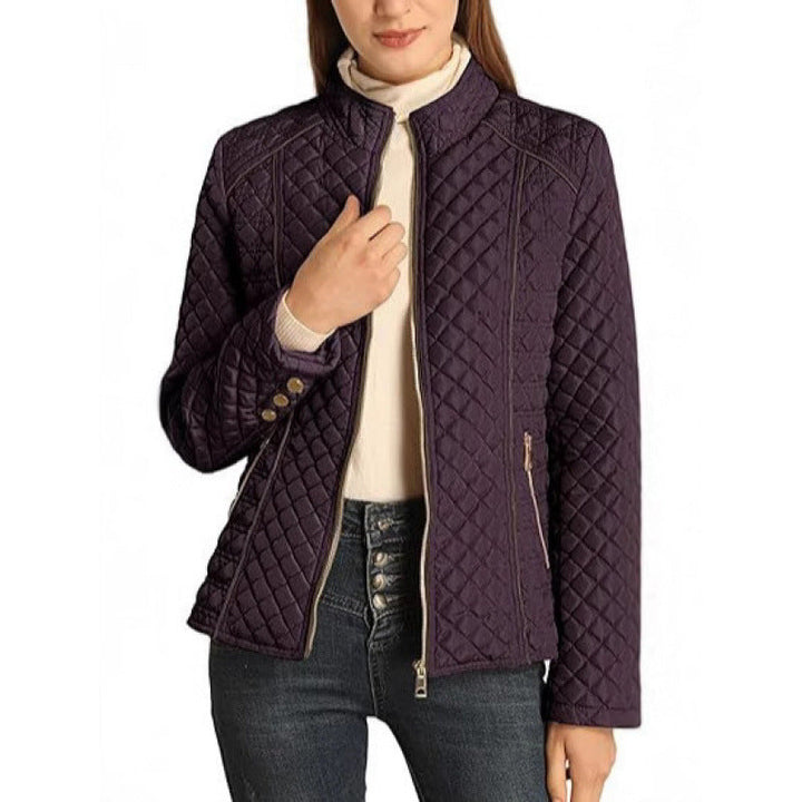 Tamsin | Women's Quilted Diamond Stitch Jacket - Navy - Image 2