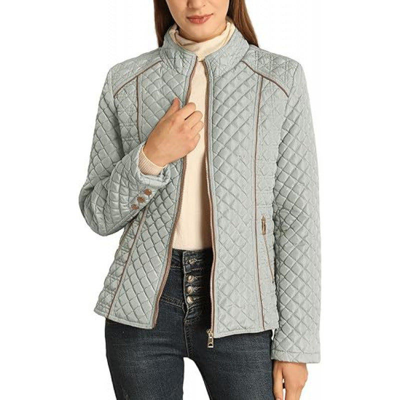 Tamsin | Women's Quilted Diamond Stitch Jacket - Navy - Image 6
