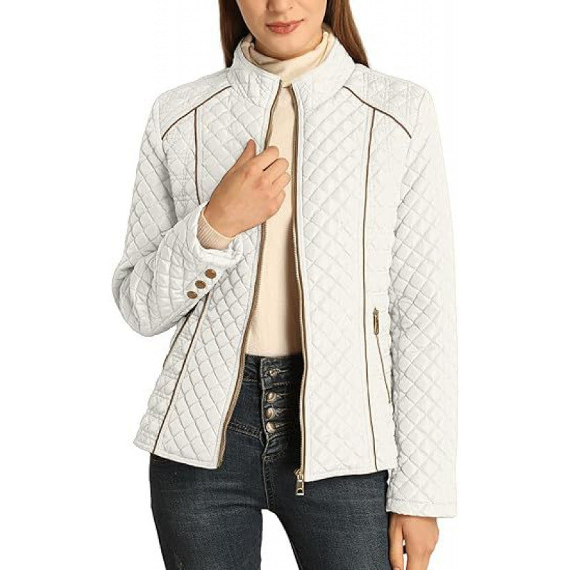 Tamsin | Women's Quilted Diamond Stitch Jacket - Navy - Image 7
