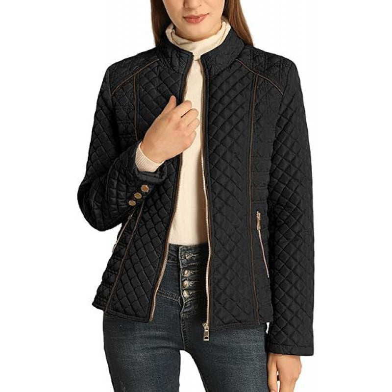 Tamsin | Women's Quilted Diamond Stitch Jacket - Navy - Image 9