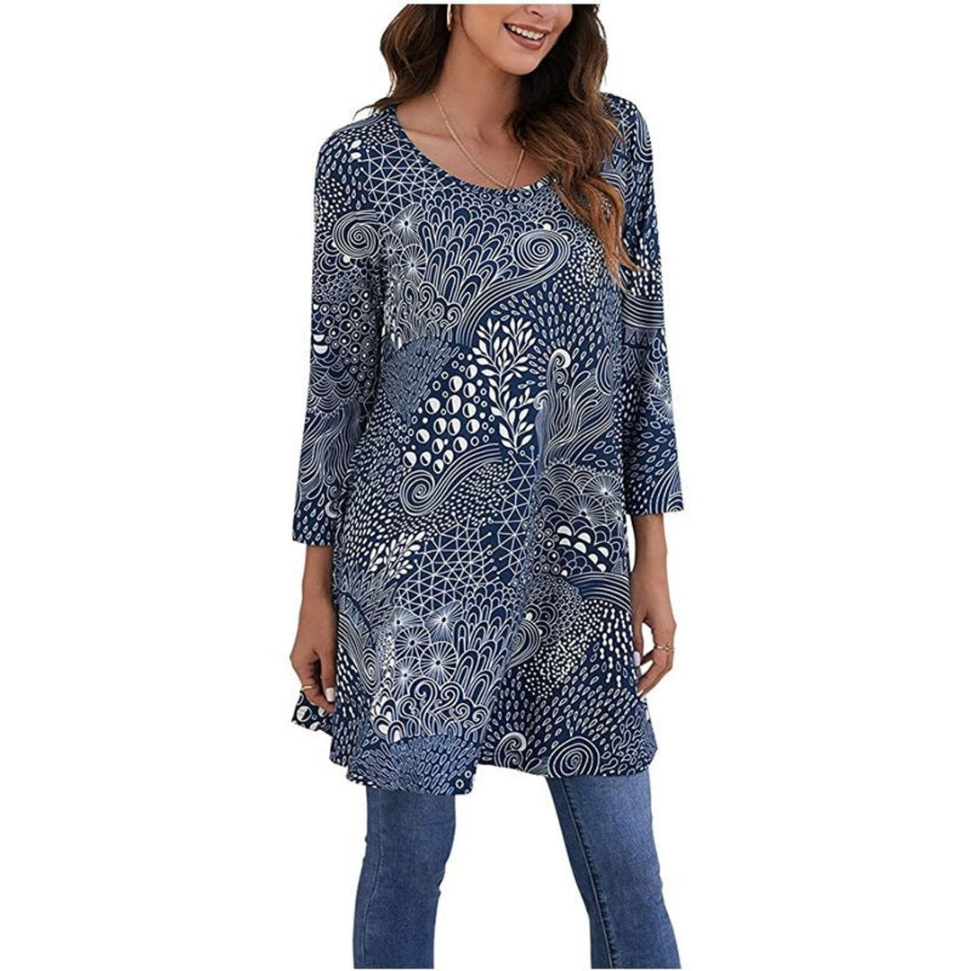Tamzin | Women's Mandala Print 3/4 Sleeve Tunic Top - Image 11
