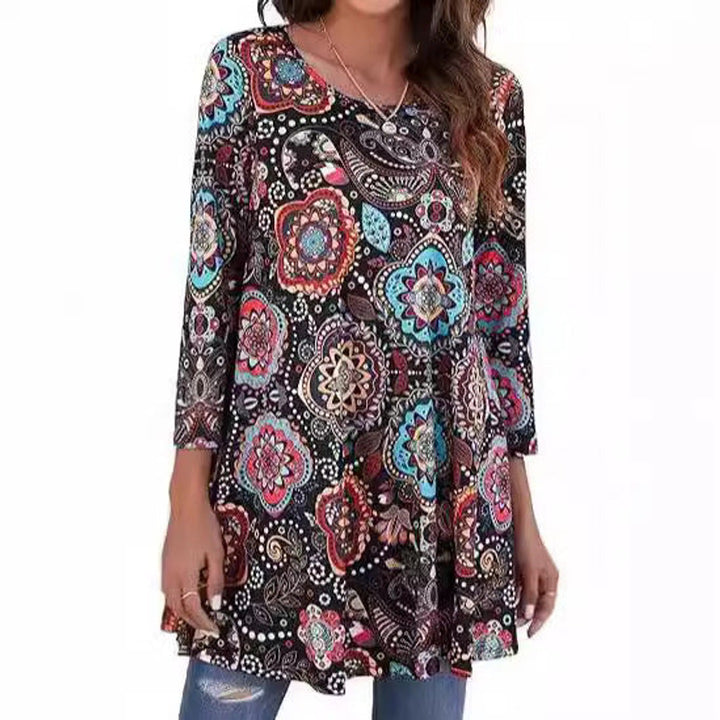 Tamzin | Women's Mandala Print 3/4 Sleeve Tunic Top - Image 2