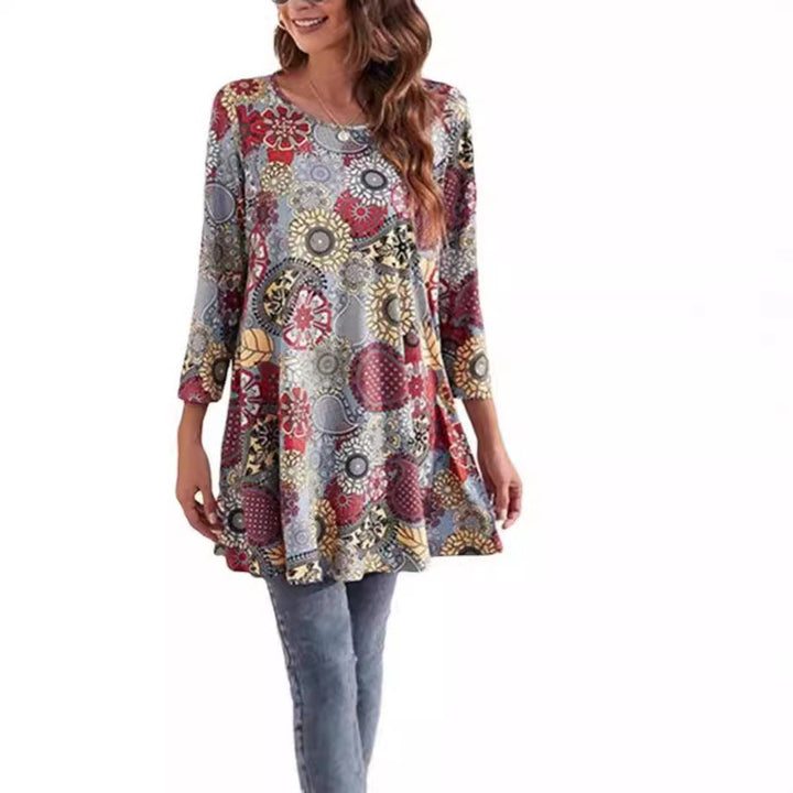 Tamzin | Women's Mandala Print 3/4 Sleeve Tunic Top - Image 3