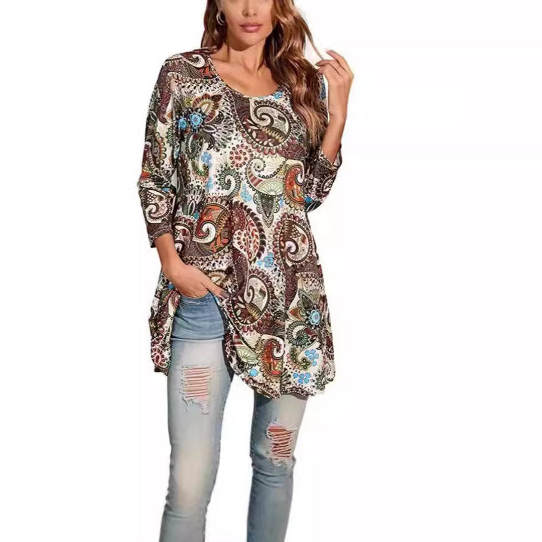 Tamzin | Women's Mandala Print 3/4 Sleeve Tunic Top - Image 4