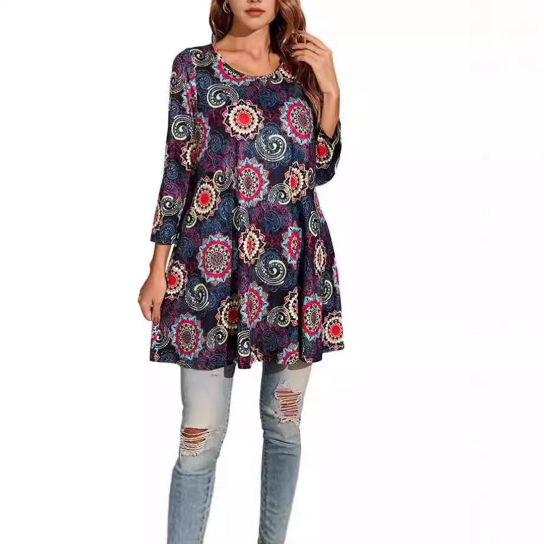 Tamzin | Women's Mandala Print 3/4 Sleeve Tunic Top - Image 5