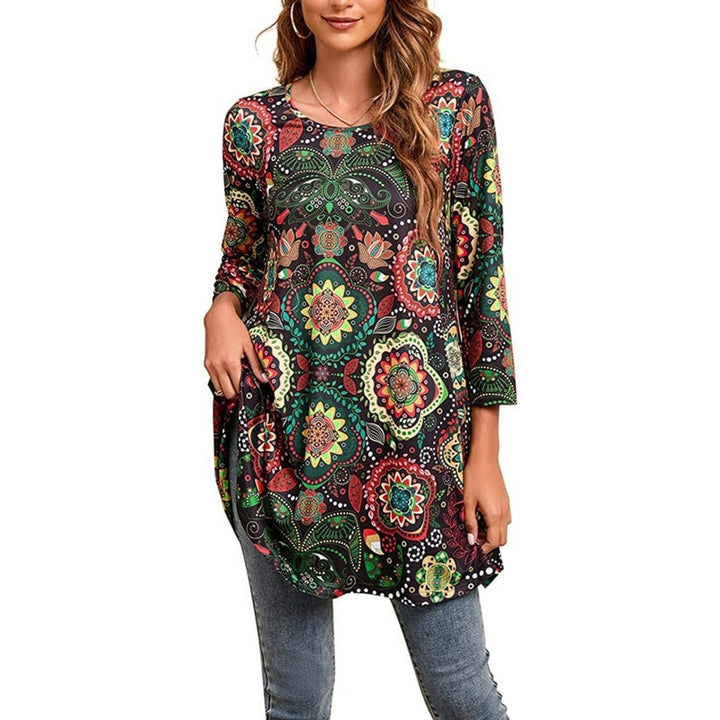 Tamzin | Women's Mandala Print 3/4 Sleeve Tunic Top - Image 6