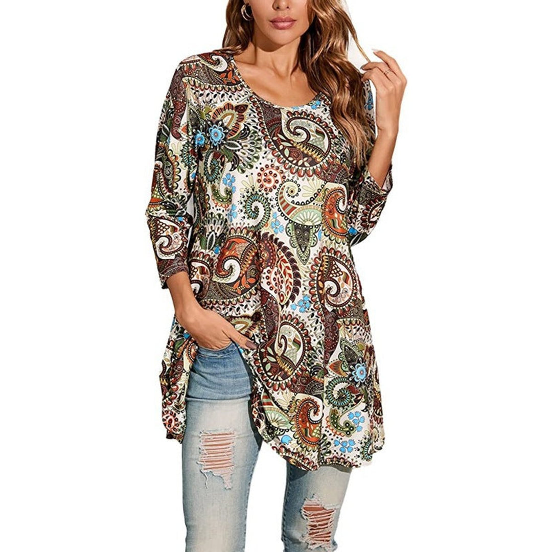 Tamzin | Women's Mandala Print 3/4 Sleeve Tunic Top - Image 7