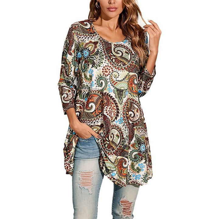 Tamzin | Women's Mandala Print 3/4 Sleeve Tunic Top - Image 7