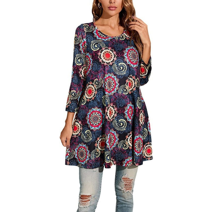 Tamzin | Women's Mandala Print 3/4 Sleeve Tunic Top - Image 8