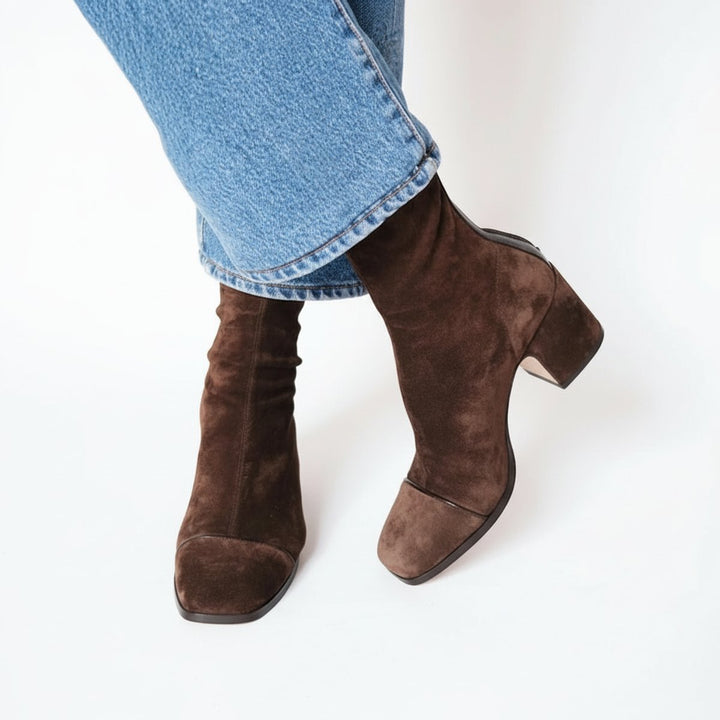 Tarvelle | Women's Block Heel Ankle Boots - Dark Brown - Image 1