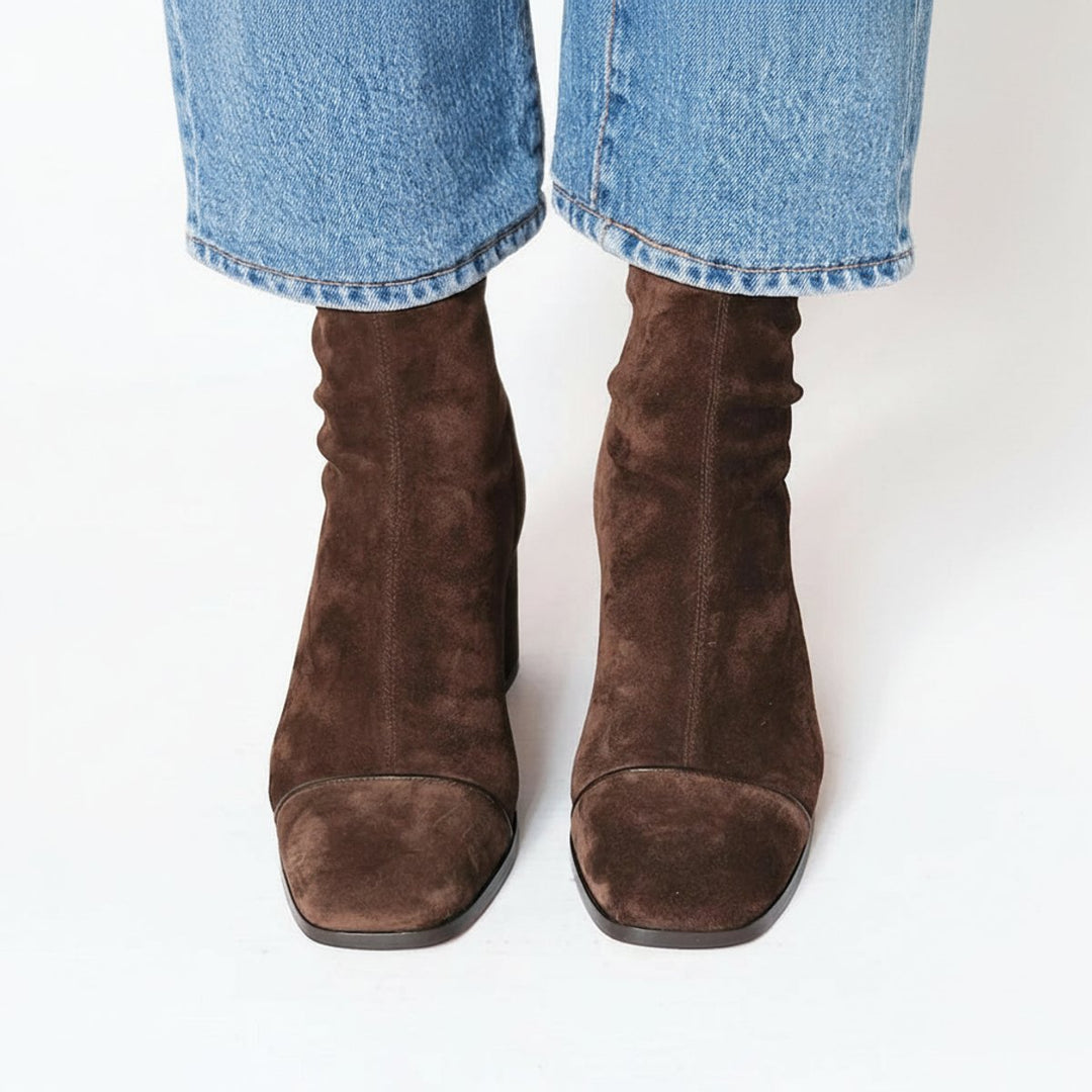 Tarvelle | Women's Block Heel Ankle Boots - Dark Brown - Image 2
