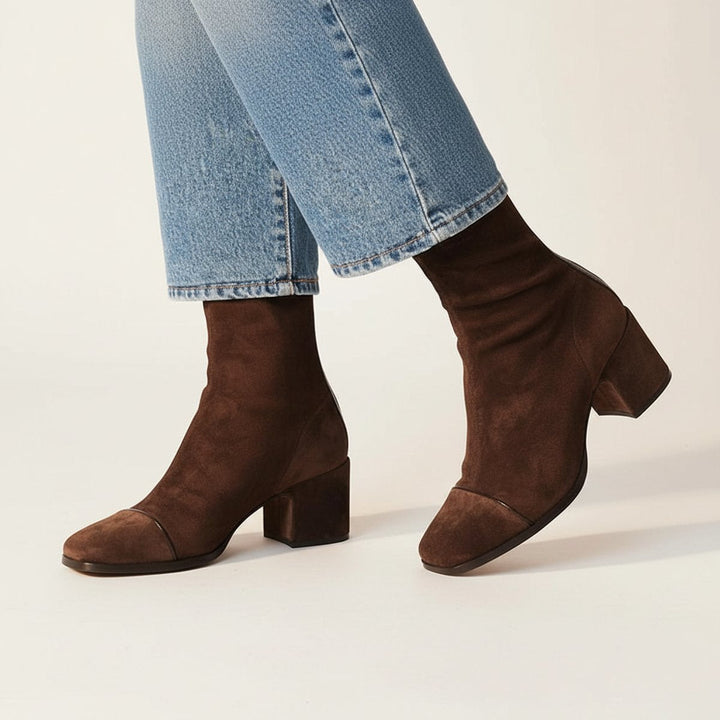 Tarvelle | Women's Block Heel Ankle Boots - Dark Brown - Image 3