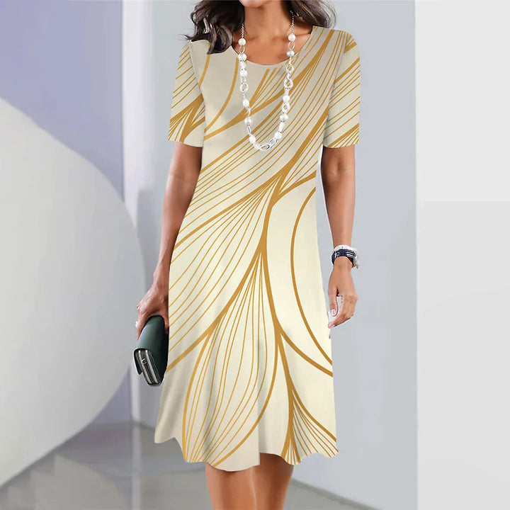 Tarvelle | Women's Printed Midi Dress Short Sleeve - Image 2
