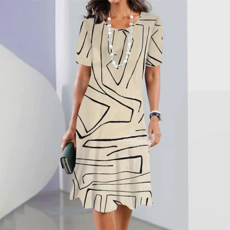 Tarvelle | Women's Printed Midi Dress Short Sleeve - Image 3