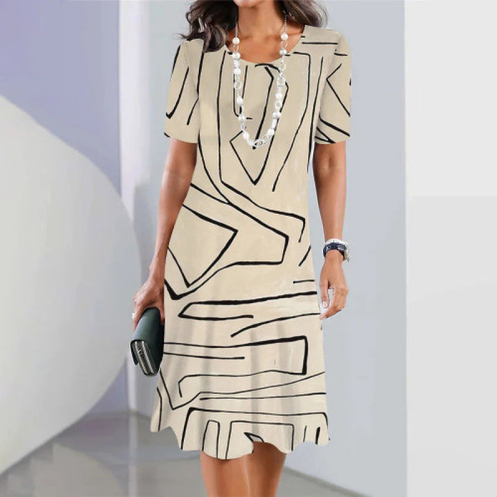 Tarvelle | Women's Printed Midi Dress Short Sleeve - Image 3