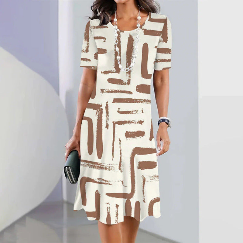 Tarvelle | Women's Printed Midi Dress Short Sleeve - Image 4