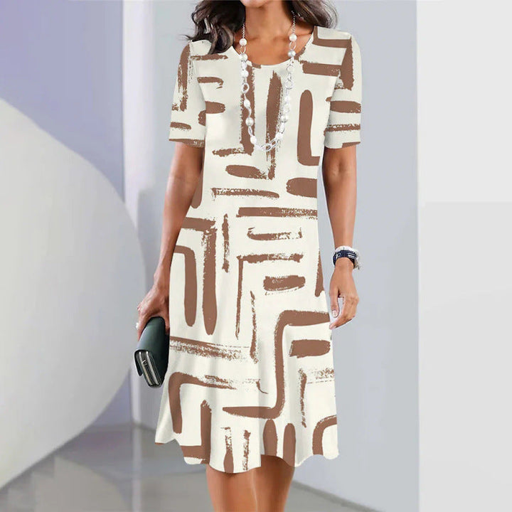 Tarvelle | Women's Printed Midi Dress Short Sleeve - Image 4